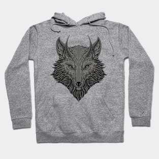 Head of wolf in dark grey Hoodie